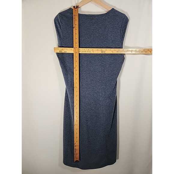 PRANA‎ Soskia Heathered Blue 3/4 Sleeve Wool Knit Midi Dress Pockets Womens M - Picture 14 of 16